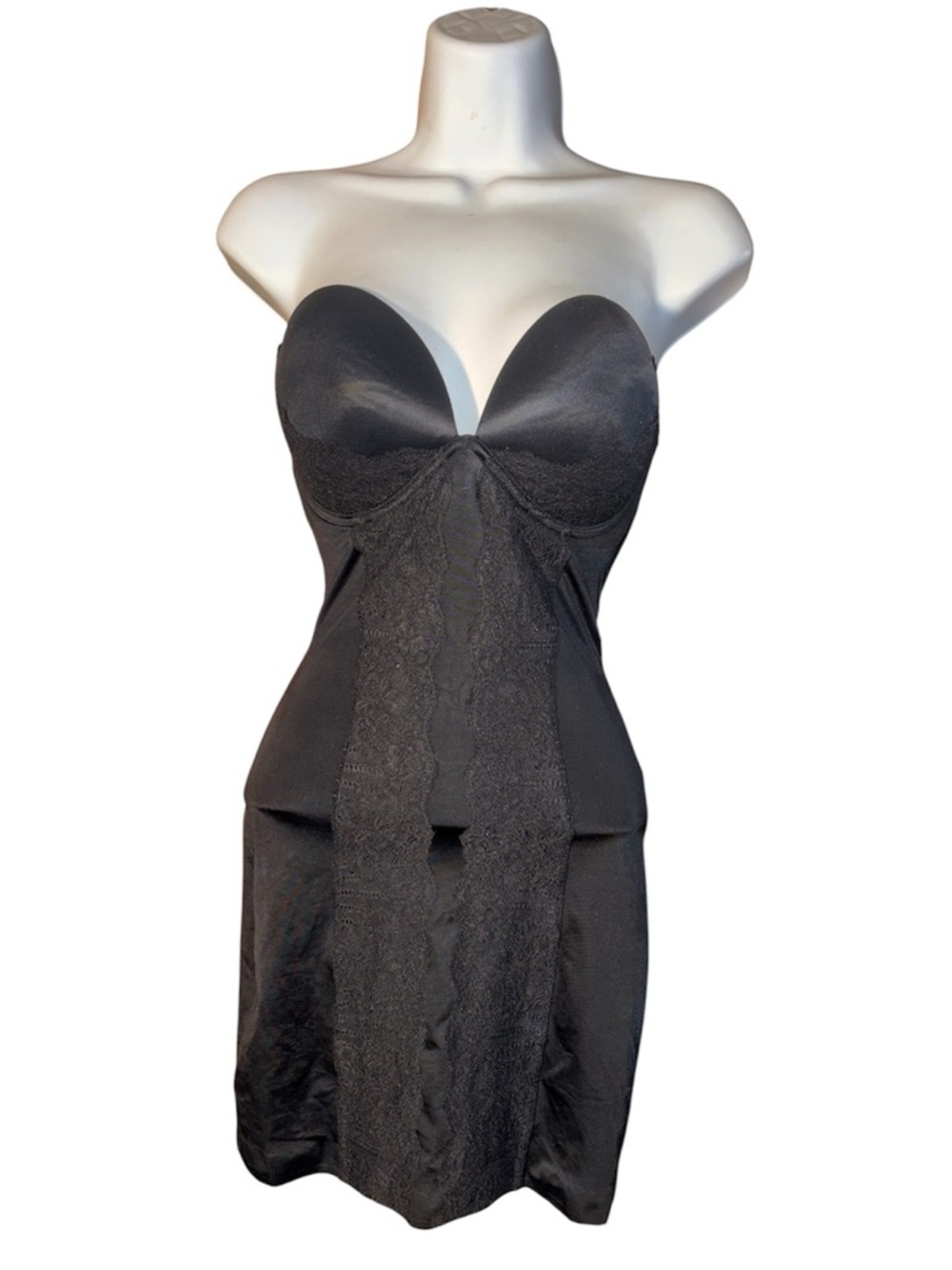 Victoria's Secret Black Strapless Lace-Front Shaping Slip